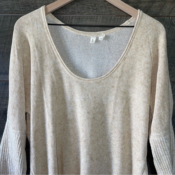 Anthropologie Moth Catamaran Cream Scoop-neck Linen Blend Sweater Large - Picture 4 of 9